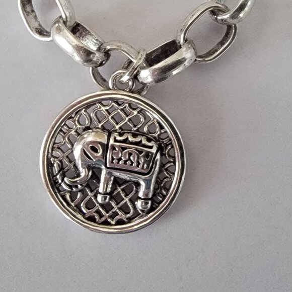 Silver Charm Bracelet w Elephant & Smile Face Charms - Picture 2 of 4